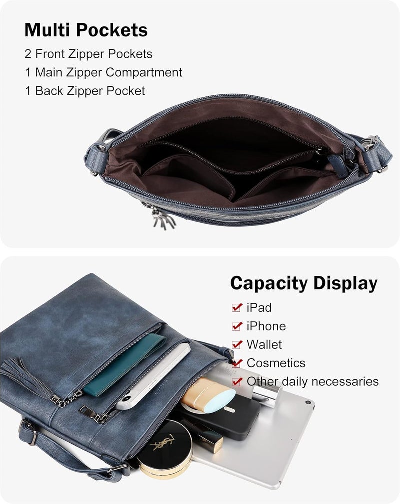 MASINTOR Crossbody Purses for Women, Multi Pocket Casual Crossbody Bag, Adjustable Strap Shoulder Bag with Tassel - Image 3